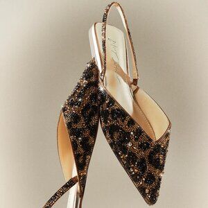 NEW BETSEY JOHNSON Vance Bedazzled Flats Leopard Size 6.5